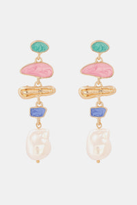 Abnormal Shape Zinc Alloy Synthetic Pearl Dangle Earrings