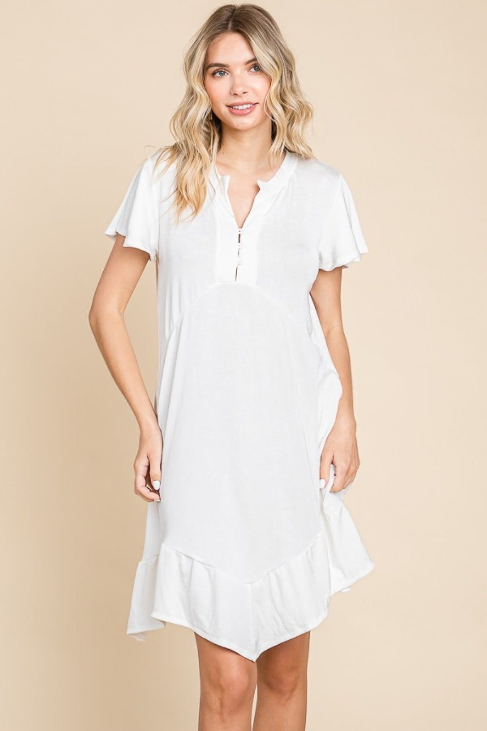 SLIVA RUFFLED SOFT WHITE DRESS