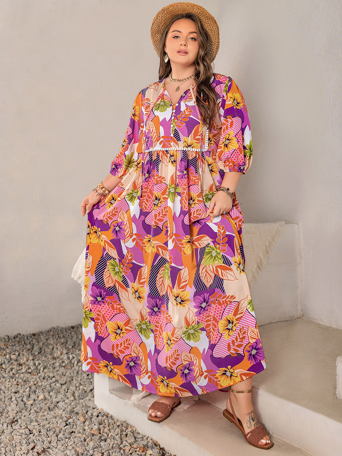 VELLA TIE NECK MAXI DRESS