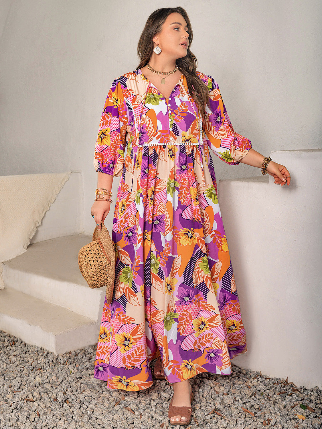 VELLA TIE NECK MAXI DRESS