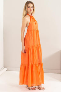 PEACH BURST ORANGE MAXI DRESS