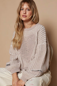 NIANA HEART LUXE SWEATER - LATTE