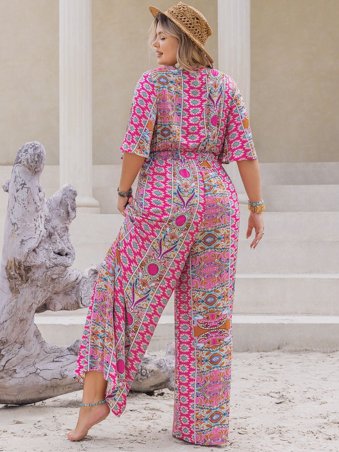 NOLLA DEEP ROSE WIDE LEG JUMPSUIT