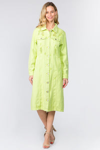 AMERICANA LIME BUTTON UP DENIM DRESS