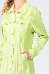 AMERICANA LIME BUTTON UP DENIM DRESS