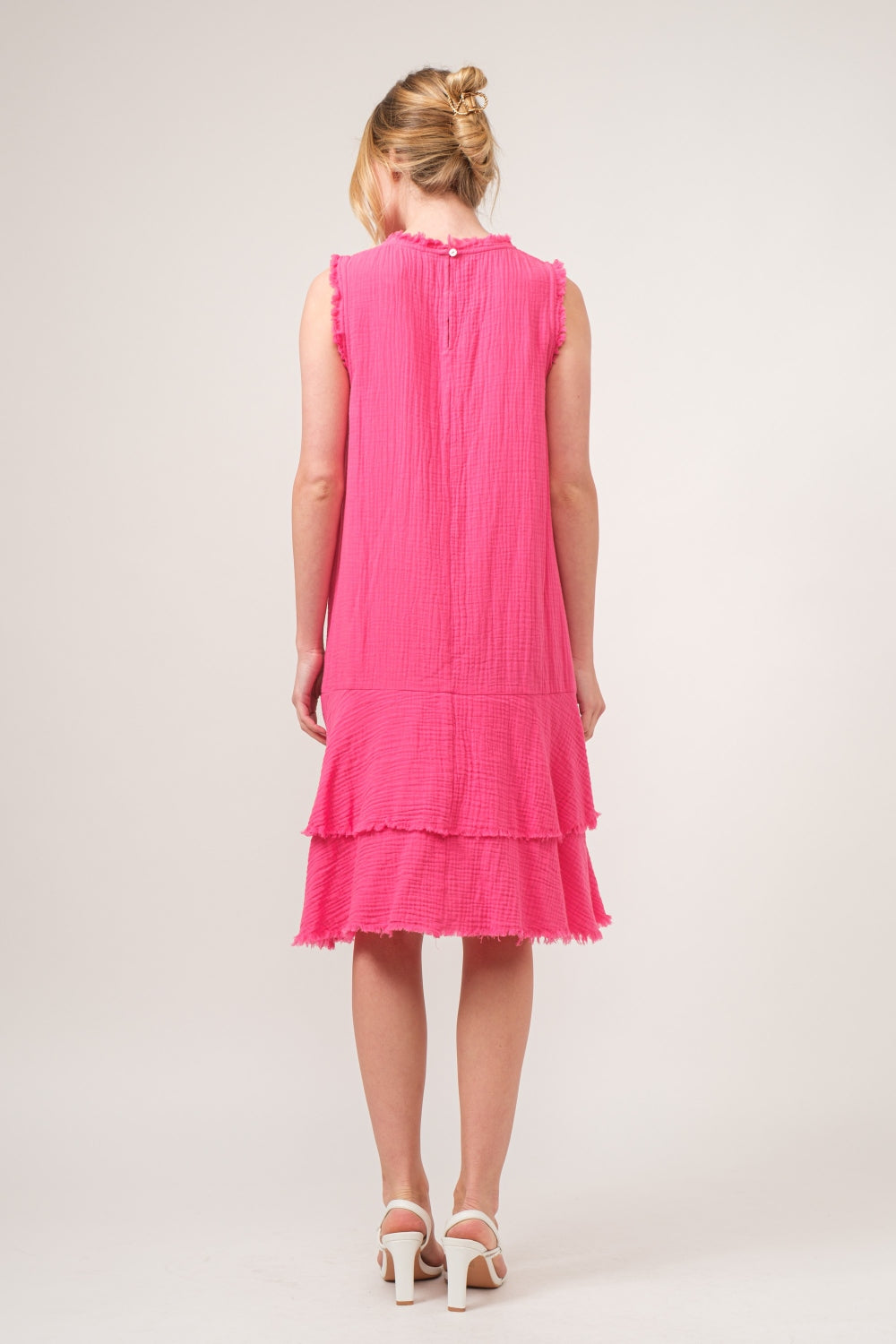 LOLITA FRINGE TIERED FUCHSIA DRESS