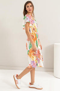 FLORINA FLORAL FLUTTER DRESS