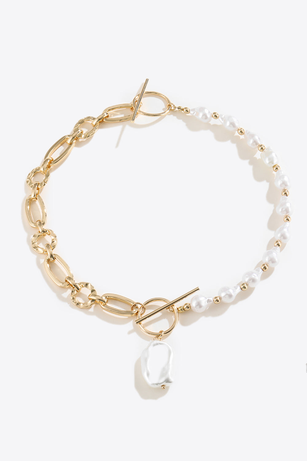 PEARL & CHAIN CLASP NECKLACE 18K GOLD