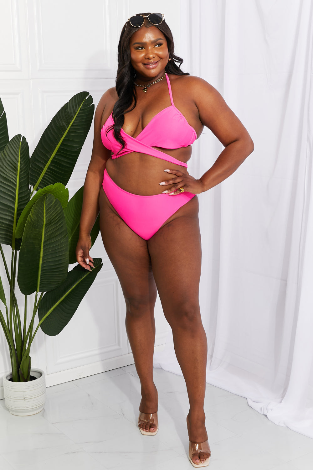 PINK HATLER NECK BIKINI SET