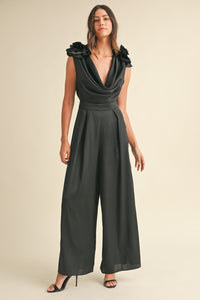 MIRANDA BLACK COWL NECK JUMPSUIT