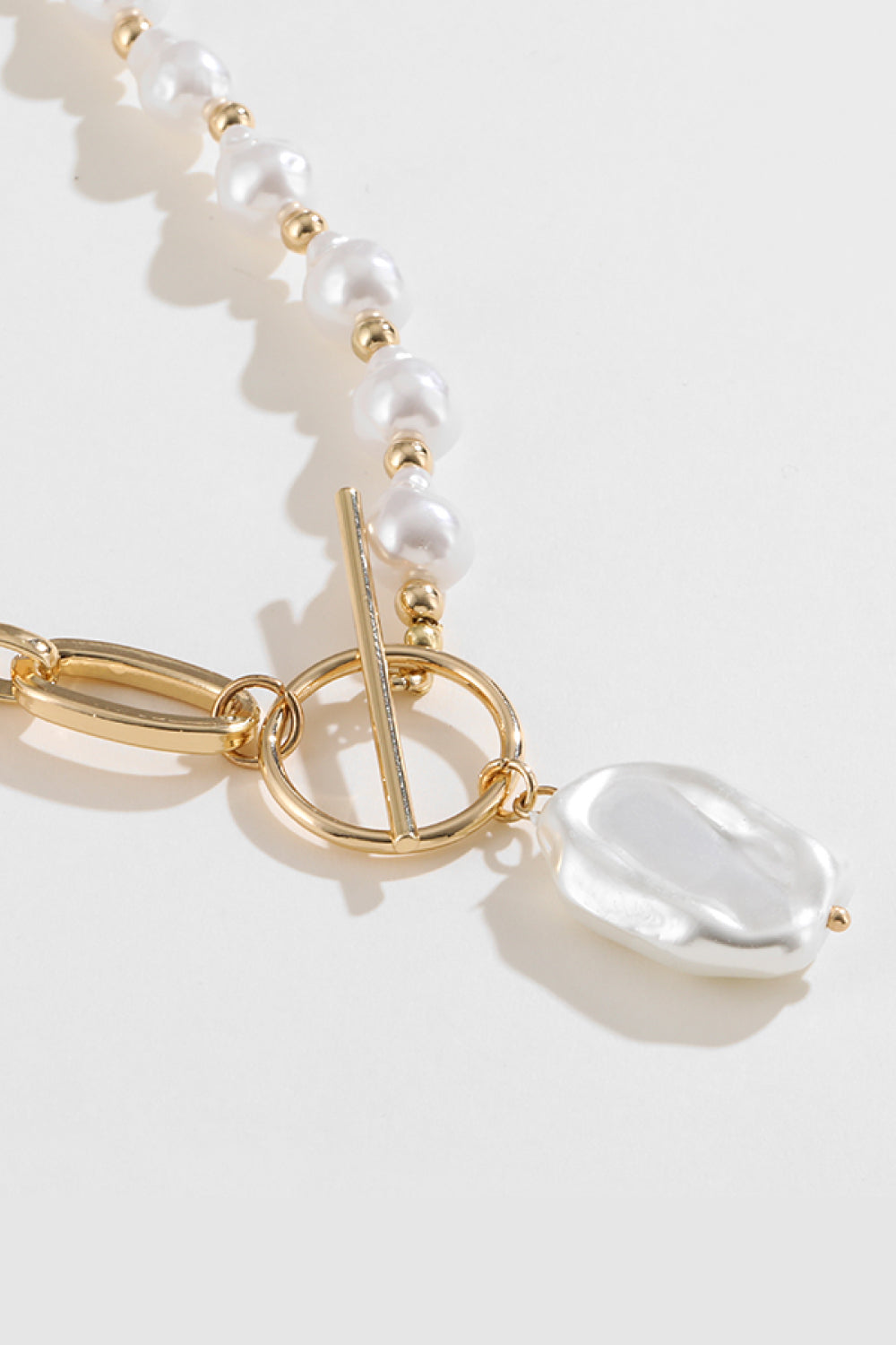 PEARL & CHAIN CLASP NECKLACE 18K GOLD