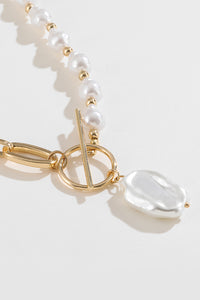 PEARL & CHAIN CLASP NECKLACE 18K GOLD