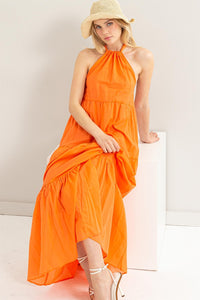 PEACH BURST ORANGE MAXI DRESS