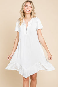 SLIVA RUFFLED SOFT WHITE DRESS