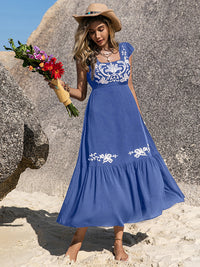 EMNA BLUE EMBORIDERED DRESS