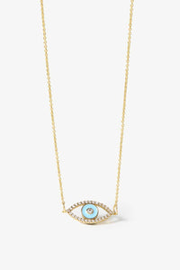 Evil Eye Pendant Gold Plated Chain Necklace