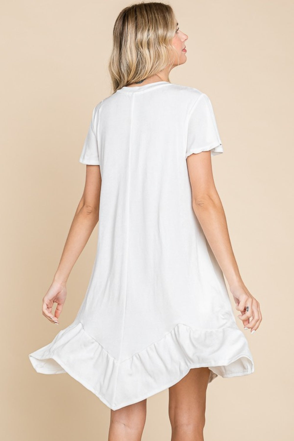 SLIVA RUFFLED SOFT WHITE DRESS