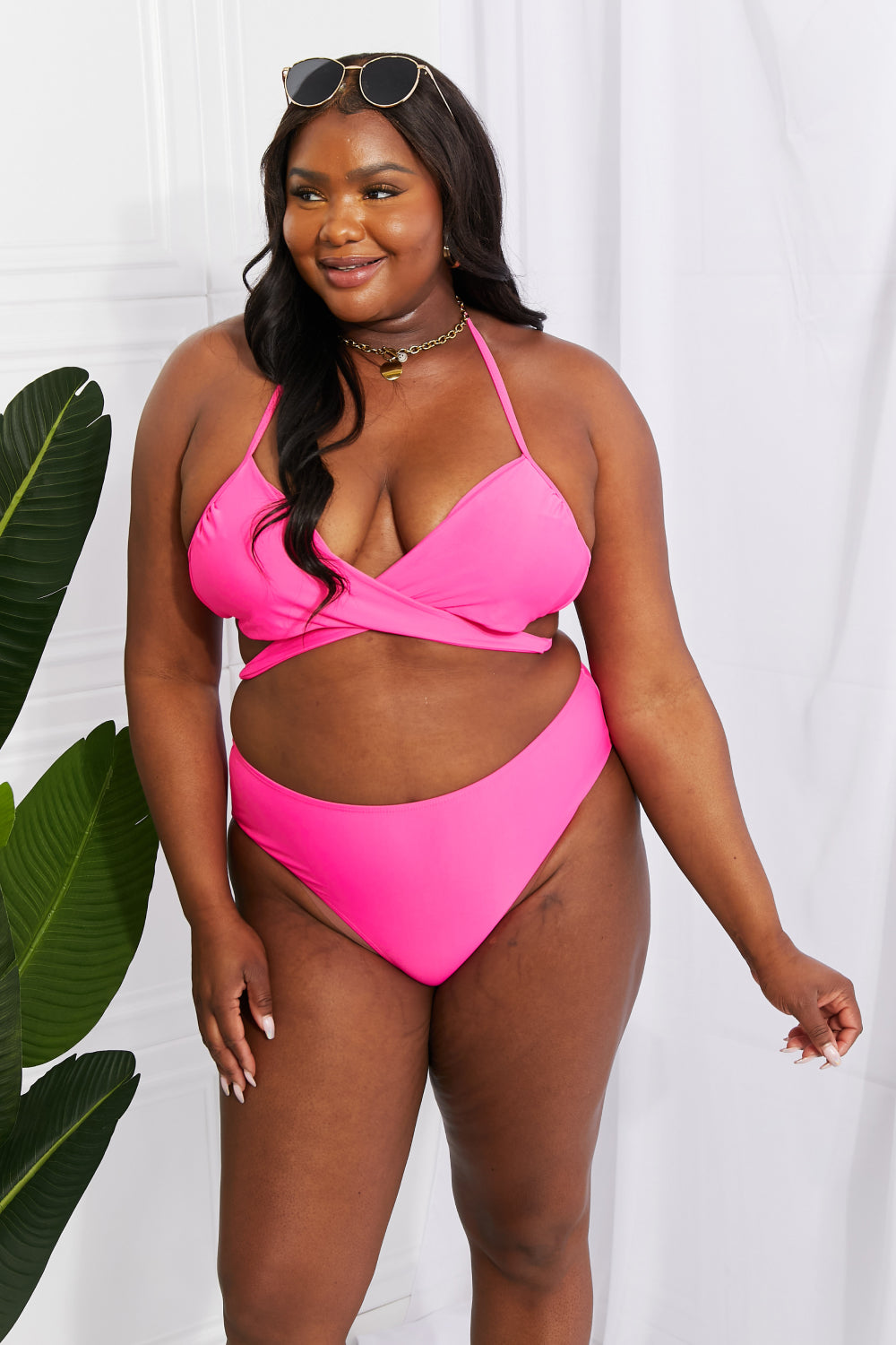 PINK HATLER NECK BIKINI SET