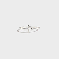 T Shape Inlaid Zircon 925 Sterling Silver Open Ring