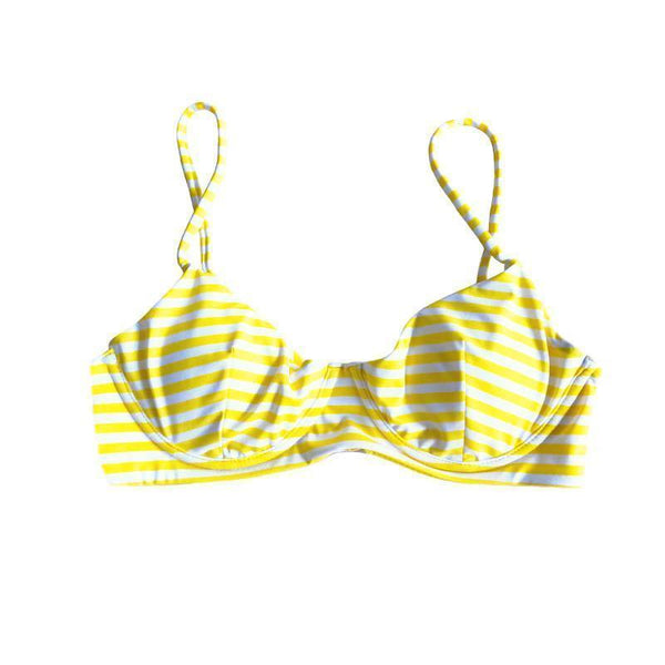 TROPEZ BIKINI TOP IN PINEAPPLE STRIPES - PINKCOLADA