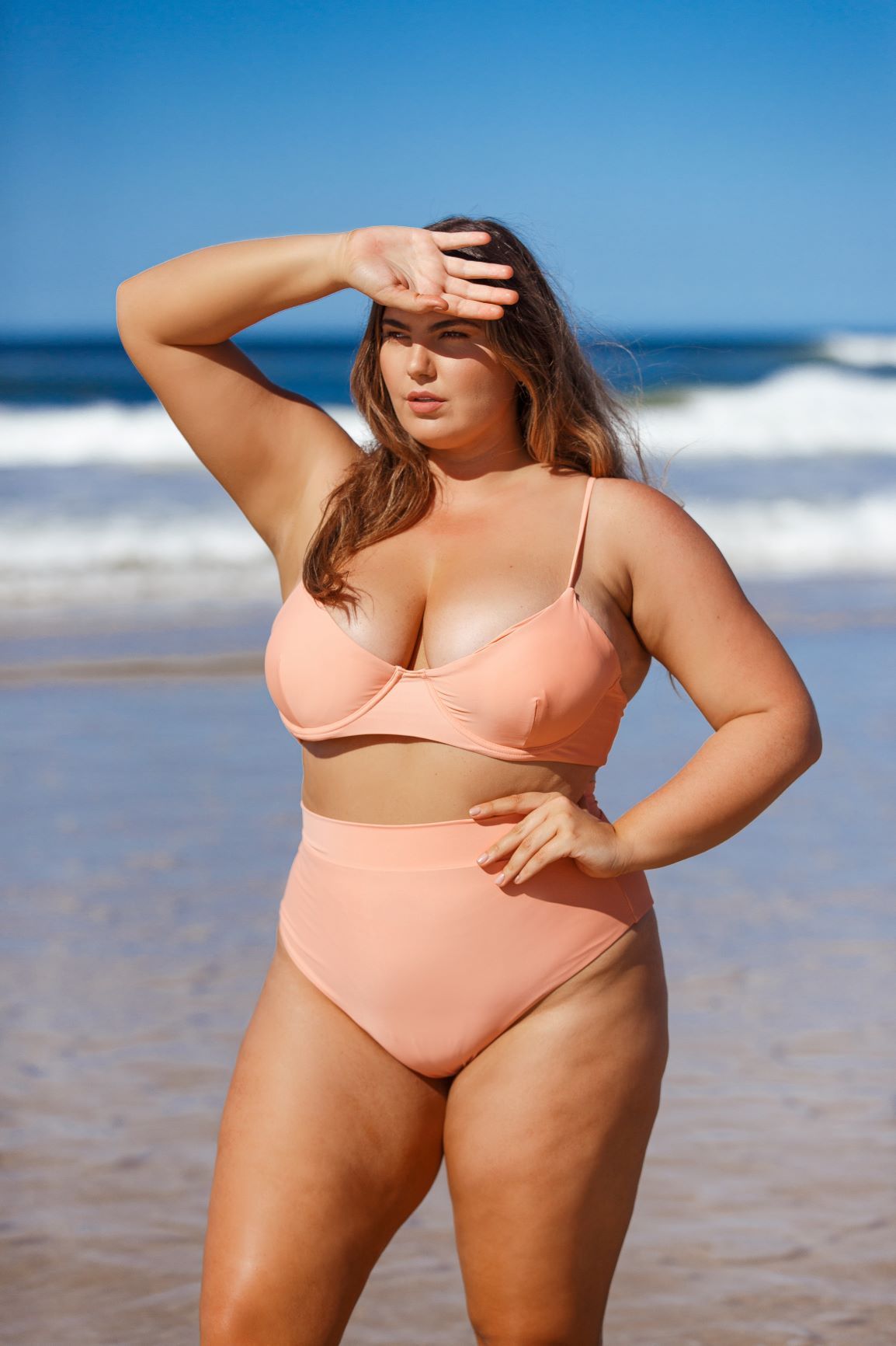 TROPEZ BIKINI TOP IN PEACH PINK - PINKCOLADA