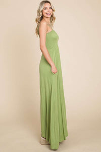 KORCULA HAPPY OLIVES CAMI MAXI DRESS