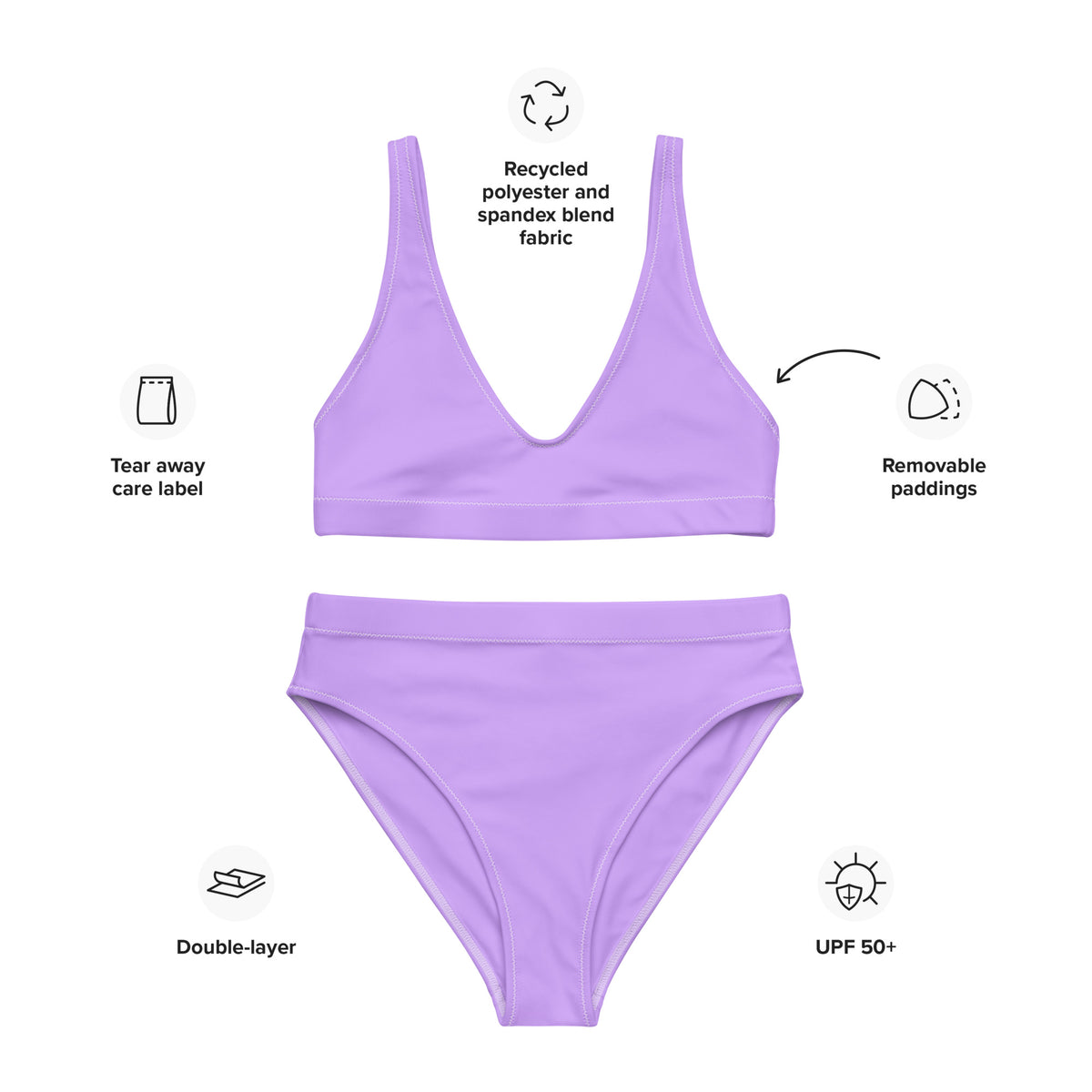 BERMUDA HIGH WAISTED BIKINI SET ECO - LILACANA PURPLE