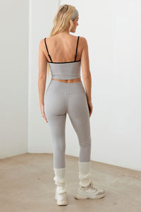 ANASTASIA RIBBED CAMI GREY ACTIVEWEAR SET