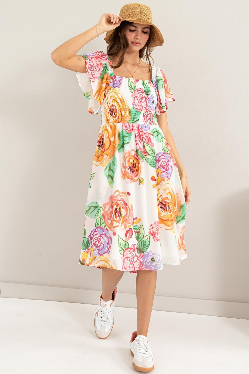 FLORINA FLORAL FLUTTER DRESS