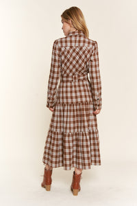 WHYA PLAID BROWN DRESS