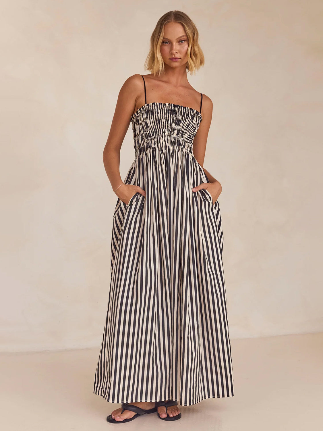 STRIPED B&W MAXI DRESS