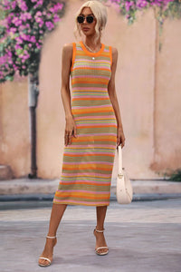 STRIPED SUMMER MIDI DRESS