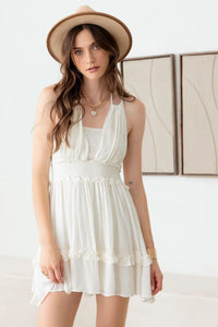 SEEDERIA RUFFLE WHITE DRESS