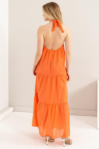 PEACH BURST ORANGE MAXI DRESS