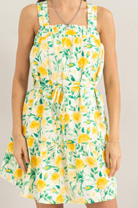 YELLOW FLORALS MINI DRESS