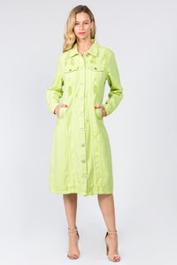 AMERICANA LIME BUTTON UP DENIM DRESS