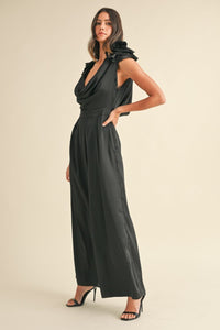 MIRANDA BLACK COWL NECK JUMPSUIT