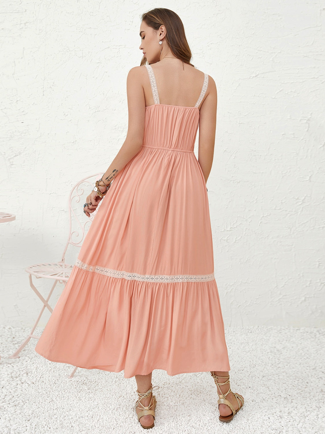 VACAY ISLAND PALE BLUSH MIDI CAMI DRESS