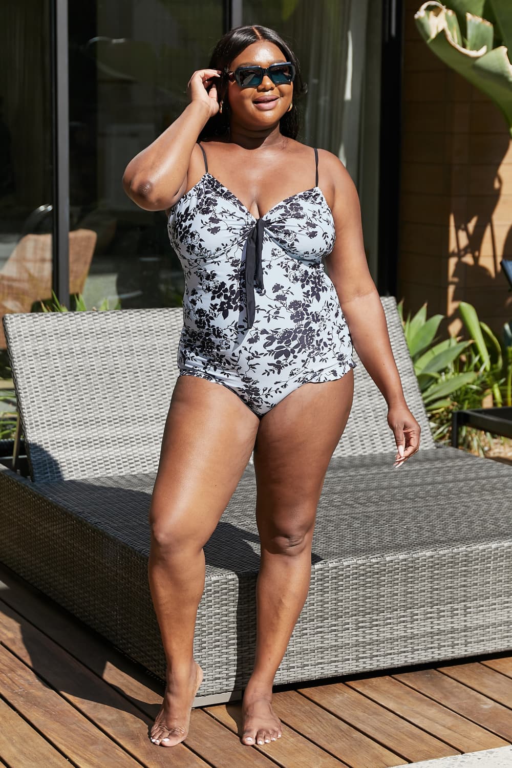 FLORAL FEATHERS ONE PIECE SWIMSUIT