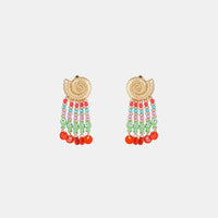 Shell & Tassel Alloy Dangle Earrings