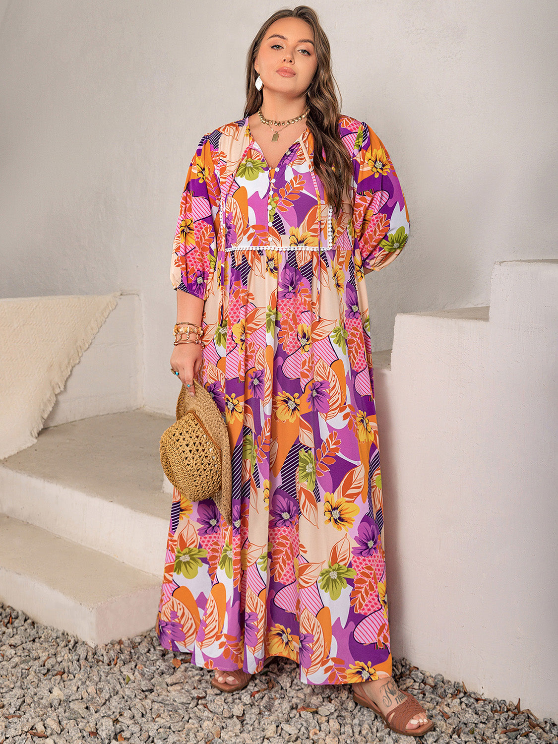 VELLA TIE NECK MAXI DRESS