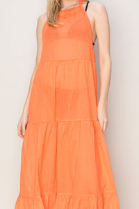 PEACH BURST ORANGE MAXI DRESS