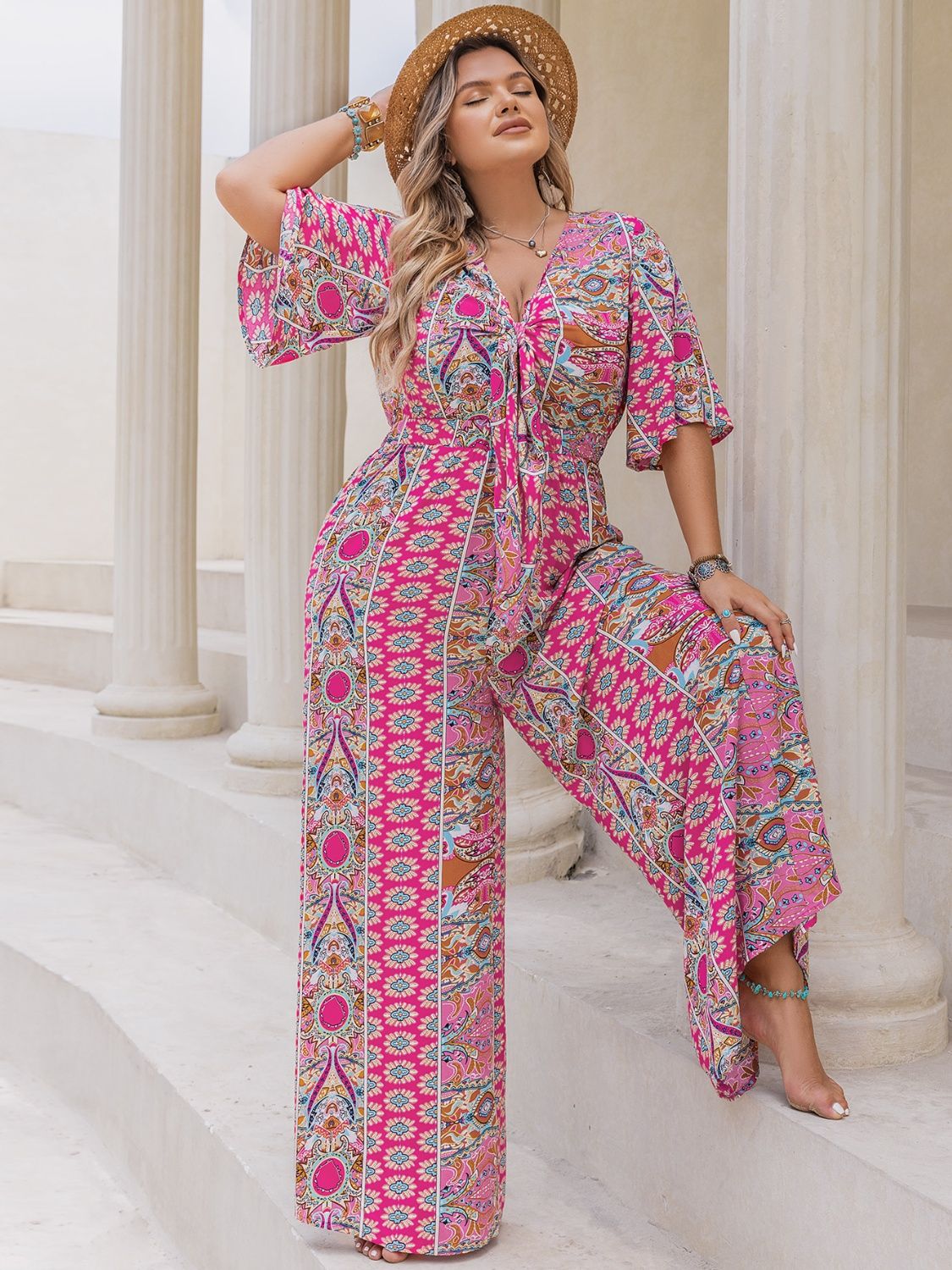 NOLLA DEEP ROSE WIDE LEG JUMPSUIT