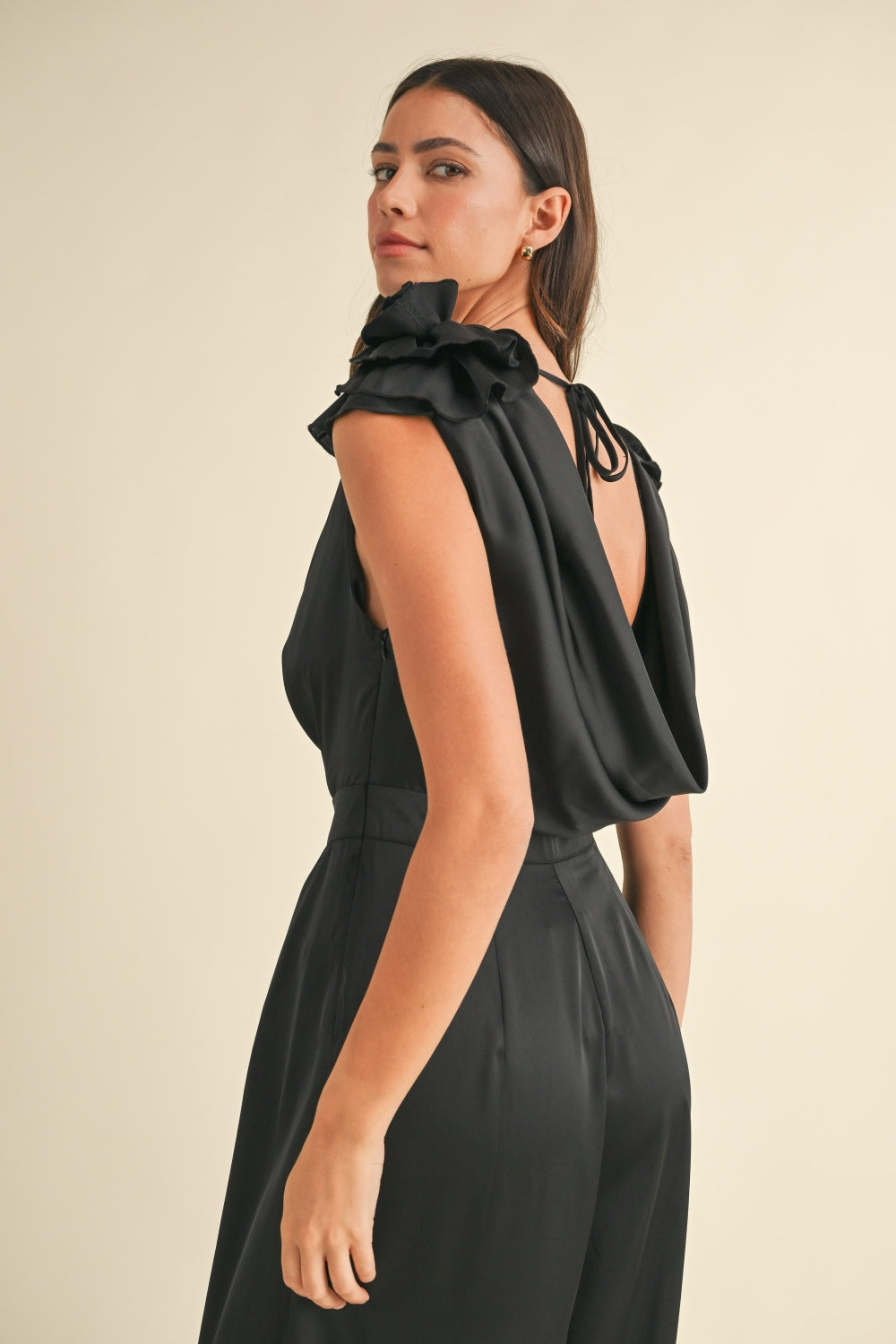 MIRANDA BLACK COWL NECK JUMPSUIT