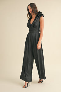 MIRANDA BLACK COWL NECK JUMPSUIT