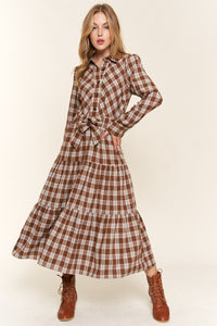 WHYA PLAID BROWN DRESS