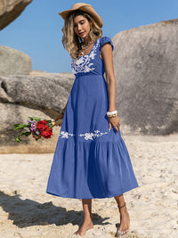 EMNA BLUE EMBORIDERED DRESS