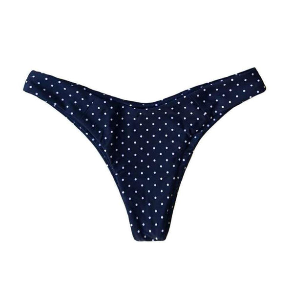 MALDIVES BIKINI BOTTOMS IN NAVY POLKA - PINKCOLADA