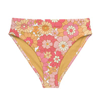 MIAMI ECO HIGH WAISTED BIKINI BOTTOM | RETRO BLOOMS - PINKCOLADA