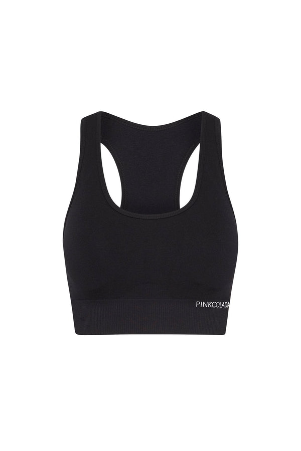 PINKFLEX SEAMLESS CROP TOP - LIQUORICE BLACK - PINKCOLADA